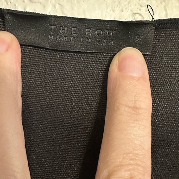 The Row Double Silk Satin Dress size S Flowy Waterfall front Black - Picture 2 of 12